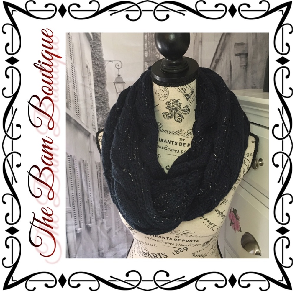 Navy Cable Knit Infinity Scarf